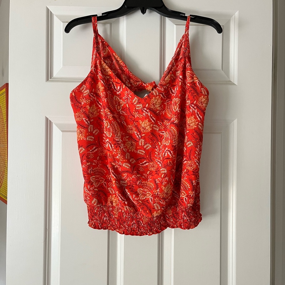 nine britton Red Floral Satin Cami